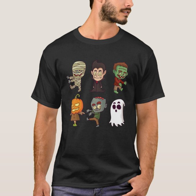 Dabbing Dancing Halloween Monsters  boys girls T-Shirt (Front)