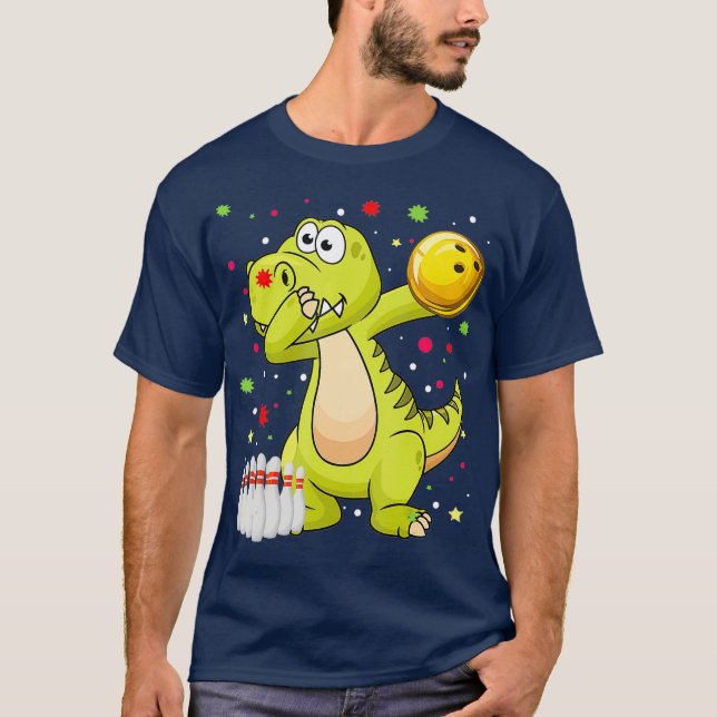 Dabbing Dinosaur Bowling Shirts Funny Bowling (Front)