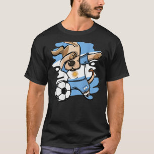 Dabbing Dog Argentina Soccer Fans Argentinian Flag T-Shirt
