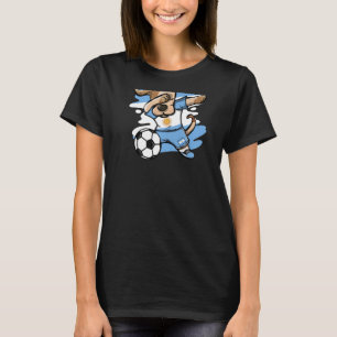 Dabbing Dog Argentina Soccer Fans Argentinian Flag T-Shirt