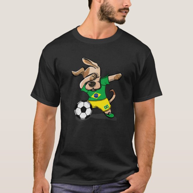 Dabbing Dog Brazil Soccer Fans Jersey Brazilian Fo T-Shirt (Front)