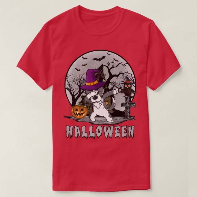 Dabbing Dog Halloween Border Collie Dab Hat Witch  T-Shirt (Design Front)