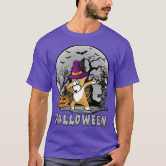Dabbing Dog Halloween Bull Terrier Dab Hat Witch C T-Shirt
