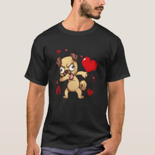 Dabbing Dog Heart Valentine's Day Boys Girls T-Shirt
