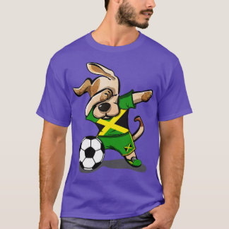 Dabbing Dog Jamaica Soccer Jamaican Flag Football T-Shirt