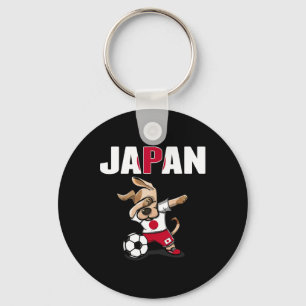 Dabbing Dog Japan Soccer Fans Jersey Japanese Flag Key Ring