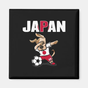 Dabbing Dog Japan Soccer Fans Jersey Japanese Flag Magnet