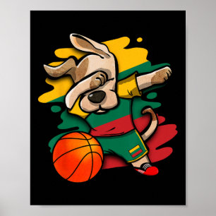 Dabbing Dog Lithuania Sketll Fans Jersey Lithuania Poster