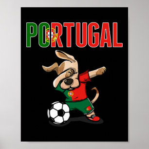 Dabbing Dog Portugal Soccer Fans Jersey Portuguese Poster