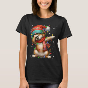 Dabbing Dog Santa Hat Christmas Lights Women Men K T-Shirt
