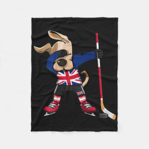 Dabbing Dog United Kingdom Ice Hockey Fans Jersey Fleece Blanket