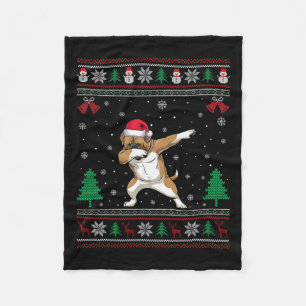 Dabbing Dogue De Bordeaux Dog Santa Hat Boys Girls Fleece Blanket