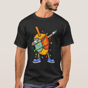 Dabbing Dreidel Hanukkah Christmas Lights Menorah  T-Shirt