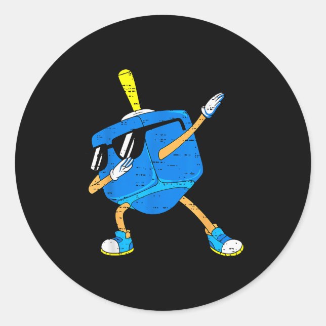 Dabbing Dreidel Hanukkah Dancing Chanukah Toddler  Classic Round Sticker (Front)