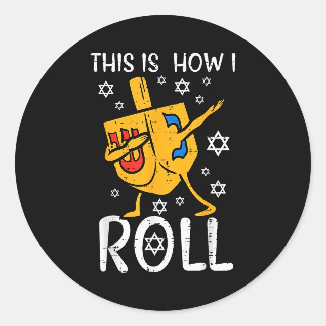 Dabbing Dreidel Ugly Hanukkah Funny Chanukah Men W Classic Round Sticker (Front)
