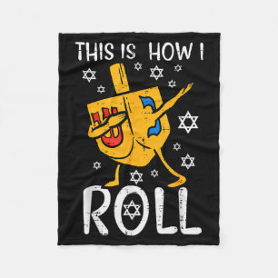Dabbing Dreidel Ugly Hanukkah Funny Chanukah Men W Fleece Blanket
