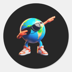Dabbing Earth Funny Earth Day 2024 Boys Girls Kids Classic Round Sticker