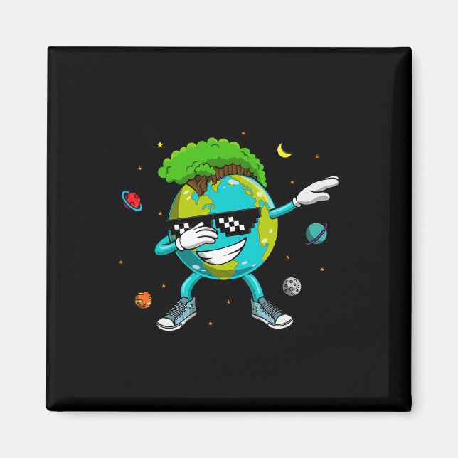 Dabbing Earth Recycling Conversation Space Science Magnet (Front)
