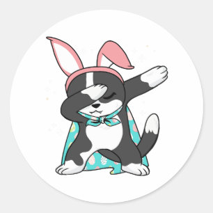 Dabbing Easter Bunny Costume Cat Feline Animal Classic Round Sticker
