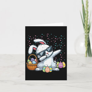 Dabbing Easter Bunny Eggs Bysket Rabbit Dance Men  Card