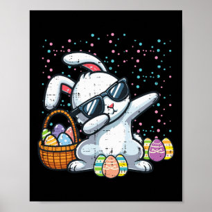 Dabbing Easter Bunny Eggs Bysket Rabbit Dance Men Poster