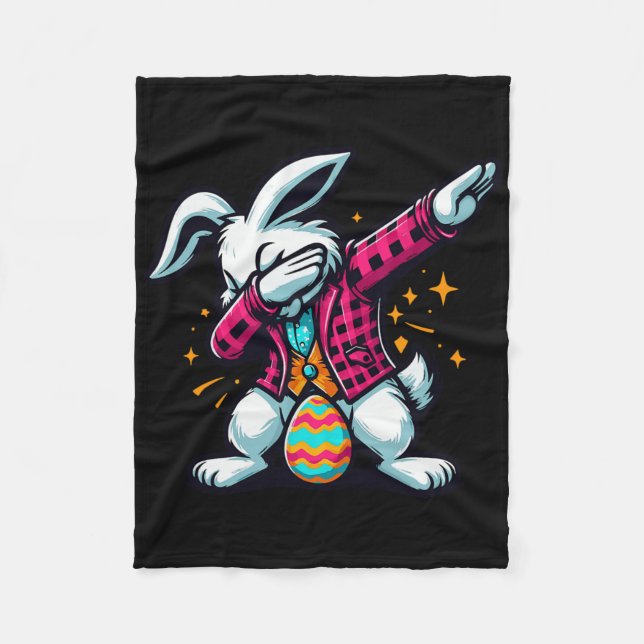 Dabbing Easter Bunny  Fleece Blanket (Front)