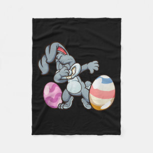 Dabbing Easter Bunny Premium Tri-blend Fleece Blanket