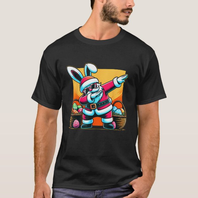 Dabbing Easter Bunny Santa Claus  T-Shirt (Front)