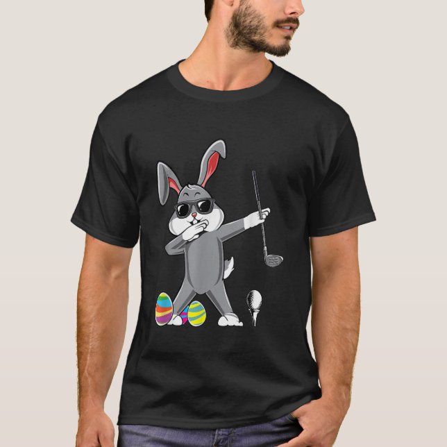Dabbing Easter Golf Easter Bunny Rabbit Golfer Cut T-Shirt (Front)