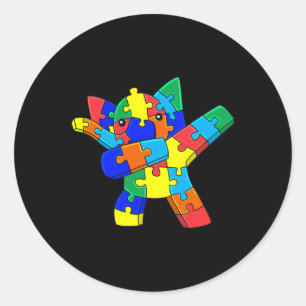 Dabbing Elephant Puzzle Pieces Autism Dab Boys Gir Classic Round Sticker