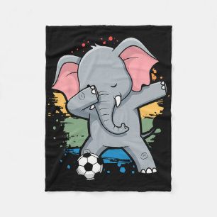 Dabbing Elephant - Soccer Lovers Jersey Footll Fan Fleece Blanket
