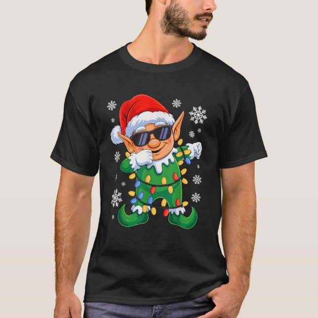 Dabbing Elf Christmas Boys Girls Kids Funny Xmas S T-Shirt (Front)