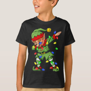 Dabbing Elf Christmas Tree Lights Boys Kids Dab Xm T-Shirt