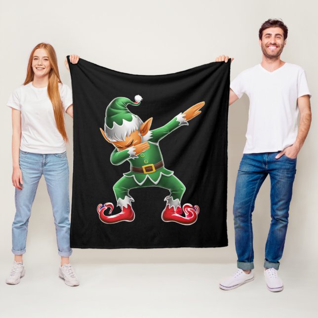 Dabbing Elf Costume Christmas Squad Xmas Fleece Blanket (In Situ)