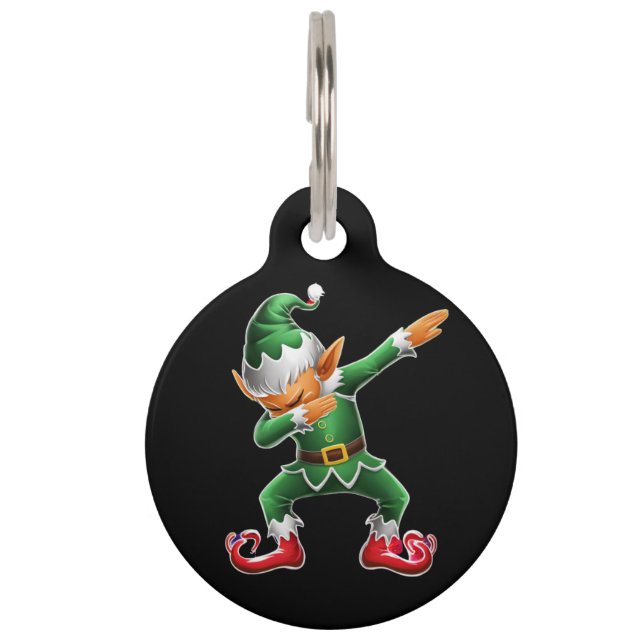 Dabbing Elf Costume Christmas Squad Xmas Pet Tag (Front)