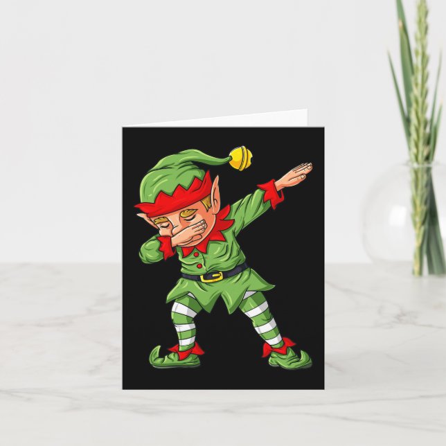 Dabbing Elf Family Matching Christmas Boys Girls K Card (Front)