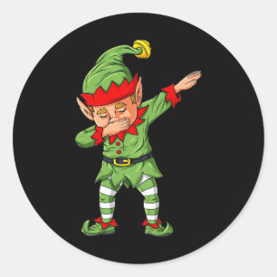 Dabbing Elf Family Matching Christmas Boys Girls K Classic Round Sticker