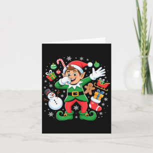 Dabbing Elf Friends Xmas Boys Girls Dabbing Christ Card