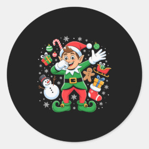 Dabbing Elf Friends Xmas Boys Girls Dabbing Christ Classic Round Sticker
