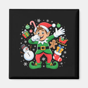 Dabbing Elf Friends Xmas Boys Girls Dabbing Christ Magnet