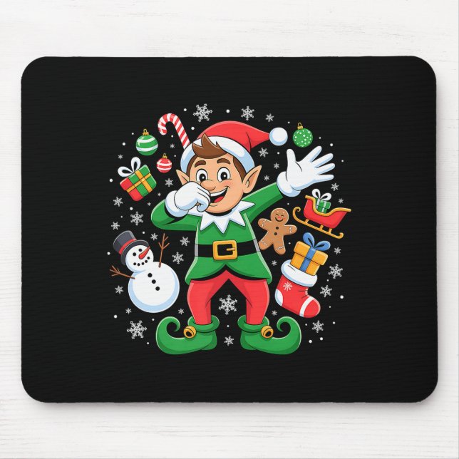 Dabbing Elf Friends Xmas Boys Girls Dabbing Christ Mouse Mat (Front)