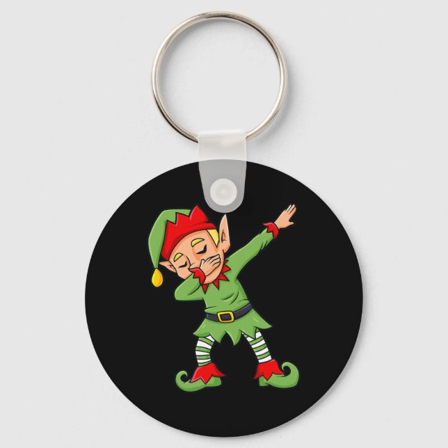 Dabbing Elf Fun Christmas Boys Girls Kids Dab Xmas Key Ring (Front)