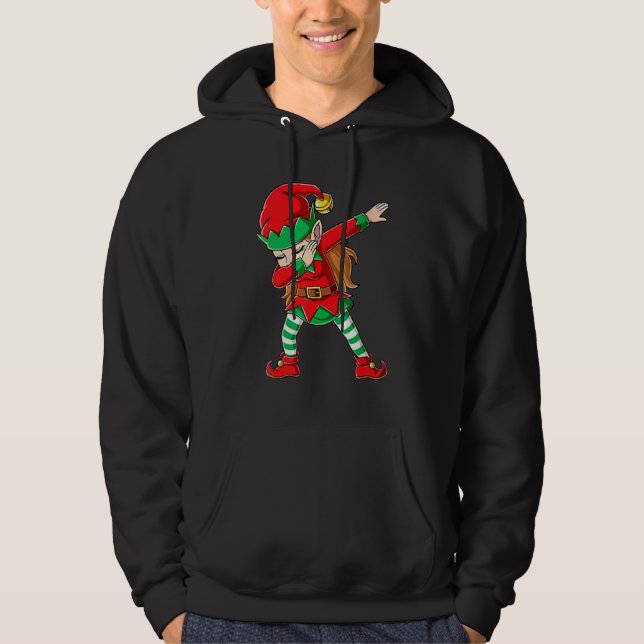 Dabbing Elf Girl Family X mas Dab Hoodie (Front)