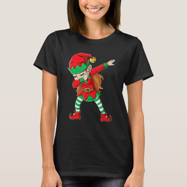 Dabbing Elf Girl Family X mas Dab T-Shirt (Front)
