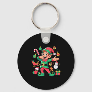 Dabbing Elf Santa Sleigh Snowman Funny Dabbing Chr Key Ring
