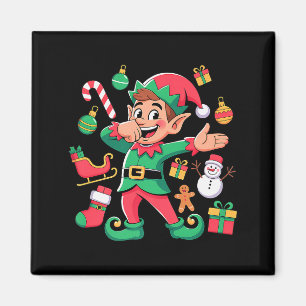 Dabbing Elf Santa Sleigh Snowman Funny Dabbing Chr Magnet