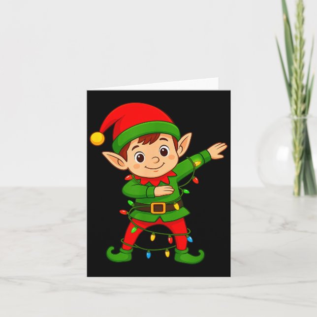 Dabbing Elf Shirt Costume Christmas Squad Men Boy  Card (Front)