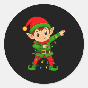 Dabbing Elf Shirt Costume Christmas Squad Men Boy  Classic Round Sticker