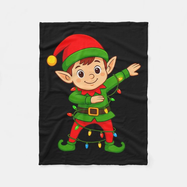 Dabbing Elf Shirt Costume Christmas Squad Men Boy  Fleece Blanket (Front)