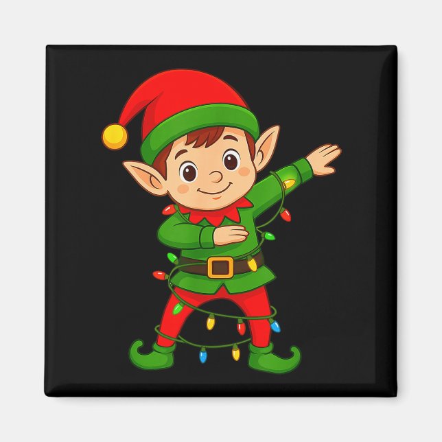 Dabbing Elf Shirt Costume Christmas Squad Men Boy  Magnet (Front)